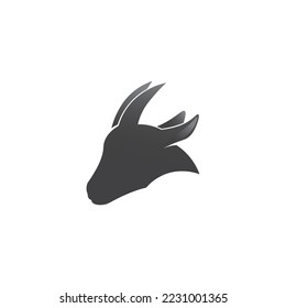 Goat head logo design with black gradient color.