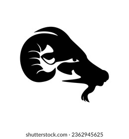 goat head logo design. horned animal sign and symbol.