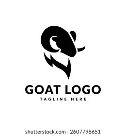 goat head logo design. logo icon vector illustration silhouette