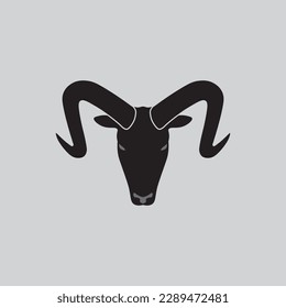 Goat head logo design with long horns