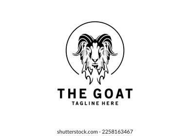 Goat head logo design, rural goat farm symbol vector illustration