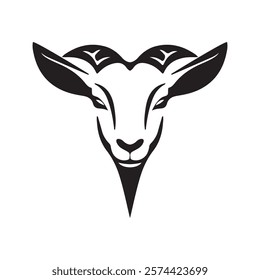 Goat Head Logo Design Silhouette Vector Illustration On a White Background