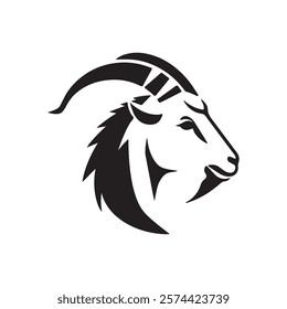 Goat Head Logo Design Silhouette Vector Illustration On a White Background