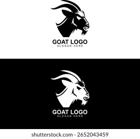 Goat Head Logo Design Vector Monochrome 