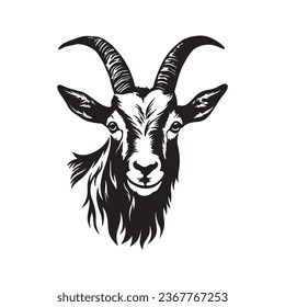 Goat head logo detailed silhouette vector