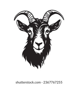 Goat head logo detailed silhouette vector