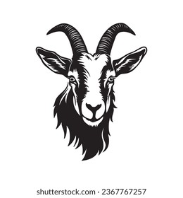 Goat head logo detailed silhouette vector