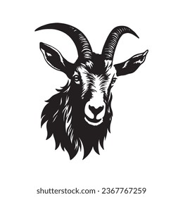 Goat head logo detailed silhouette vector