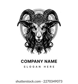 goat head logo features a bold image of a goat's head, symbolizing strength, determination, and fertility in various cultures and traditions