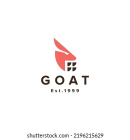 Goat head logo icon design template flat vector illustration