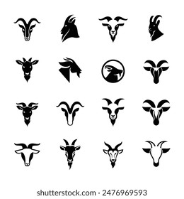 Cabeza de cabra logo icono diseño ilustración Plantilla