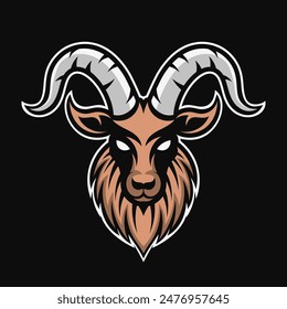 Goat head logo. Mascot design. Vector illustration