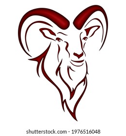 Goat Head Logo Template Vector Illustration. Ram Goat Head Isolated On White Background
