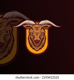 Goat head mascot illustration logo template