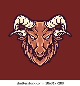goat head mascot illustration for merchandise or poster designs