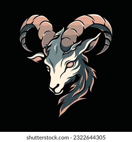 Goat Head Mascot Logo for Esport. Goat T-shirt Design. Sheep Logo. Sheep Sticker