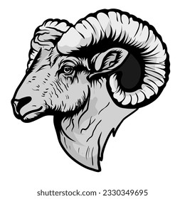 Goat Head Mascot Logo for Esport. Goat T-shirt Design. Sheep Logo. Sheep Sticker