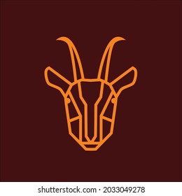 Goat Head Monogram line Logo Vector image

