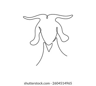 Goat head in one continuous line art drawing style. Minimalist black linear isolated on white background. Capricorn symbol vector illustration. Editable