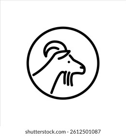 goat head outline icon.  goat side view black line illustration.