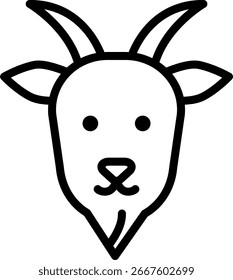 Goat Head Outline Icon Vector Illustration