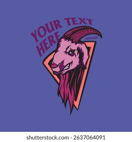 Goat Head with Shape Vector Design Illustration