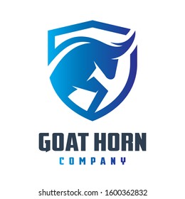 Goat head shield logo design