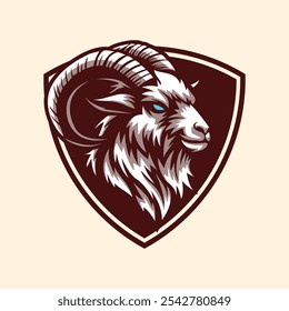 Goat Head in Shield Mascot
