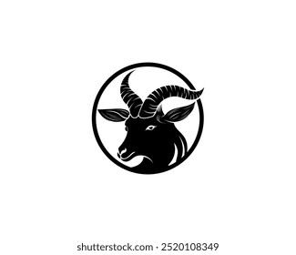 goat head side view silhouette black vector illustration
