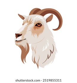 Goat head side view. Vector illustration