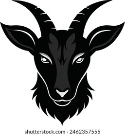 Una cabeza de cabra silueta ilustración de Vector negro 