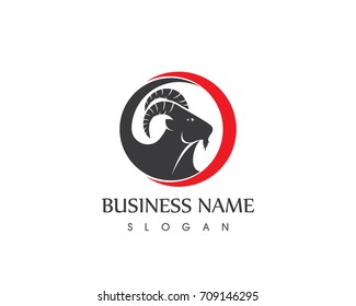 Goat Head Silhouette Logo Template