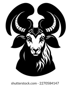 Goat Head Silhouette Logo Vector