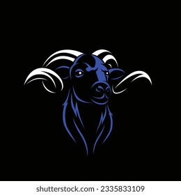 Goat Head Silhouette Vector Design with Vintage Design Style, Vector, Minimalism, Horns, Tattoo, Logo, Angry, Outdoor, Brave