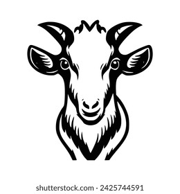 goat head silhouette vector illustration, icon, black and white