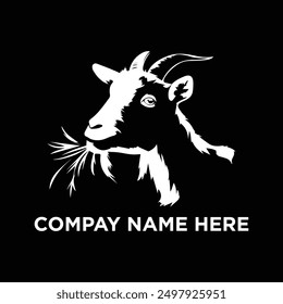 Goat head silhouette vector illustrator  logo design