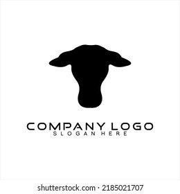 Goat Head Silhouette Vector Logo Design