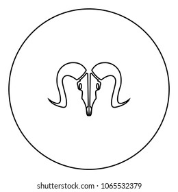 Goat head skull black icon in circle outline