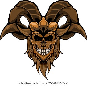 goat head skull devil vector design