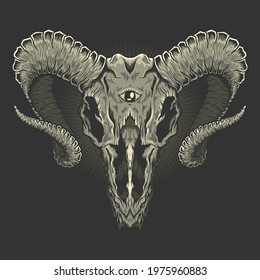 Goat Head Skull Illustration detailed vector design