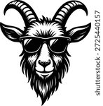 Goat Head with Sunglasses Design - Cool Goat Silhouette - Goat Head Design - Hipster Goat design