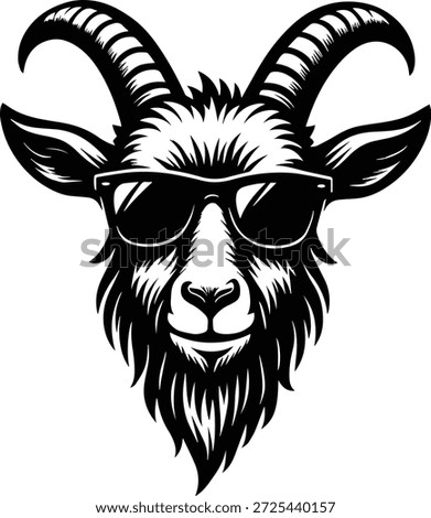 Goat Head with Sunglasses Design - Cool Goat Silhouette - Goat Head Design - Hipster Goat design