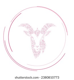 The goat head symbol filled with pink dots. Pointillism style. Vector illustration on white background