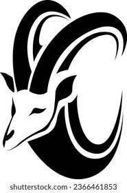 Goat head tattoo, tattoo illustration, vector on a white background.