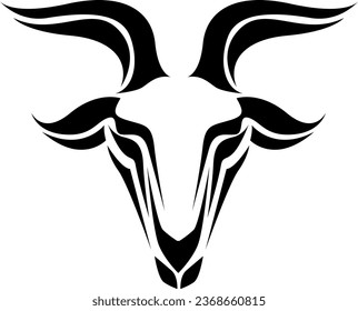 Goat head tattoo, tattoo illustration, vector on a white background.