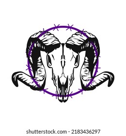 goat head vector with circle	
