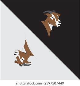Goat head vector illustration. Cartoon vector illustration