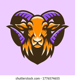Ilustración vectorial de la cabeza de cabra. Apto para el logotipo, la mascota, etc.