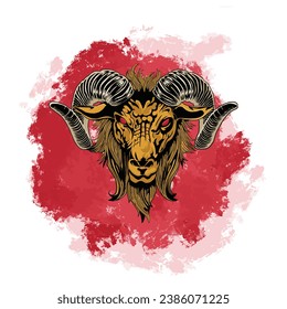 Goat head vector illustration for T-shirt design