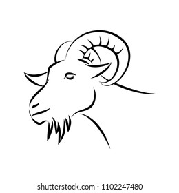 goat head vector line art sketch style